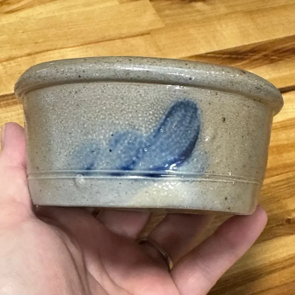 Vintage 1987 Rowe Pottery Works Brew Pot Candle Tart Warmer Blue Heart Cutout
